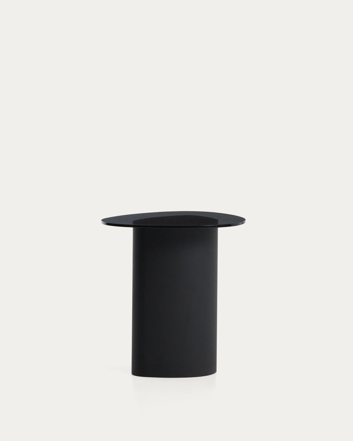 Tavolino Olir in vetro temperato e acciaio nero 48 x 46,8 cm