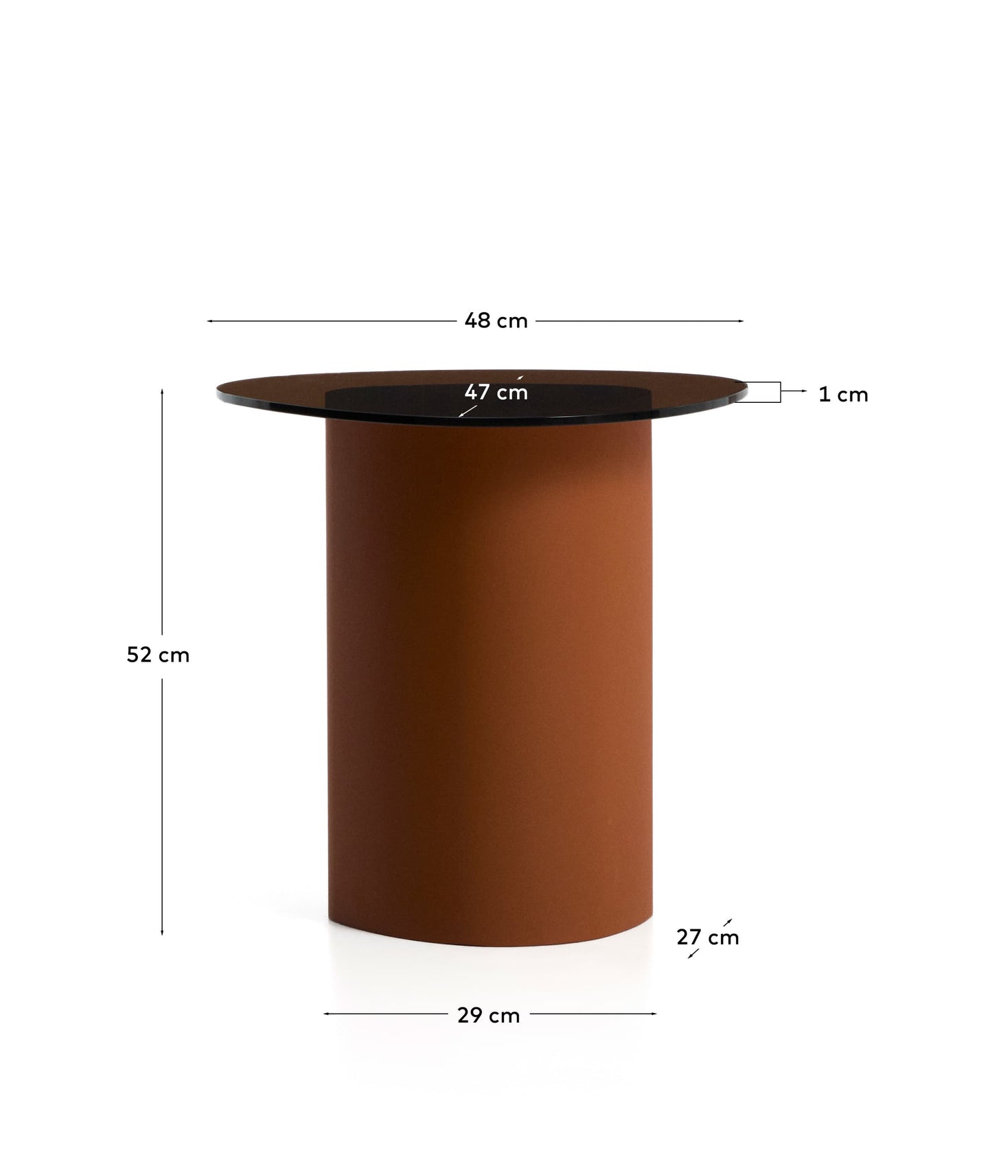 Tavolino Olir in vetro temperato e acciaio marrone 48 x 46,8 cm