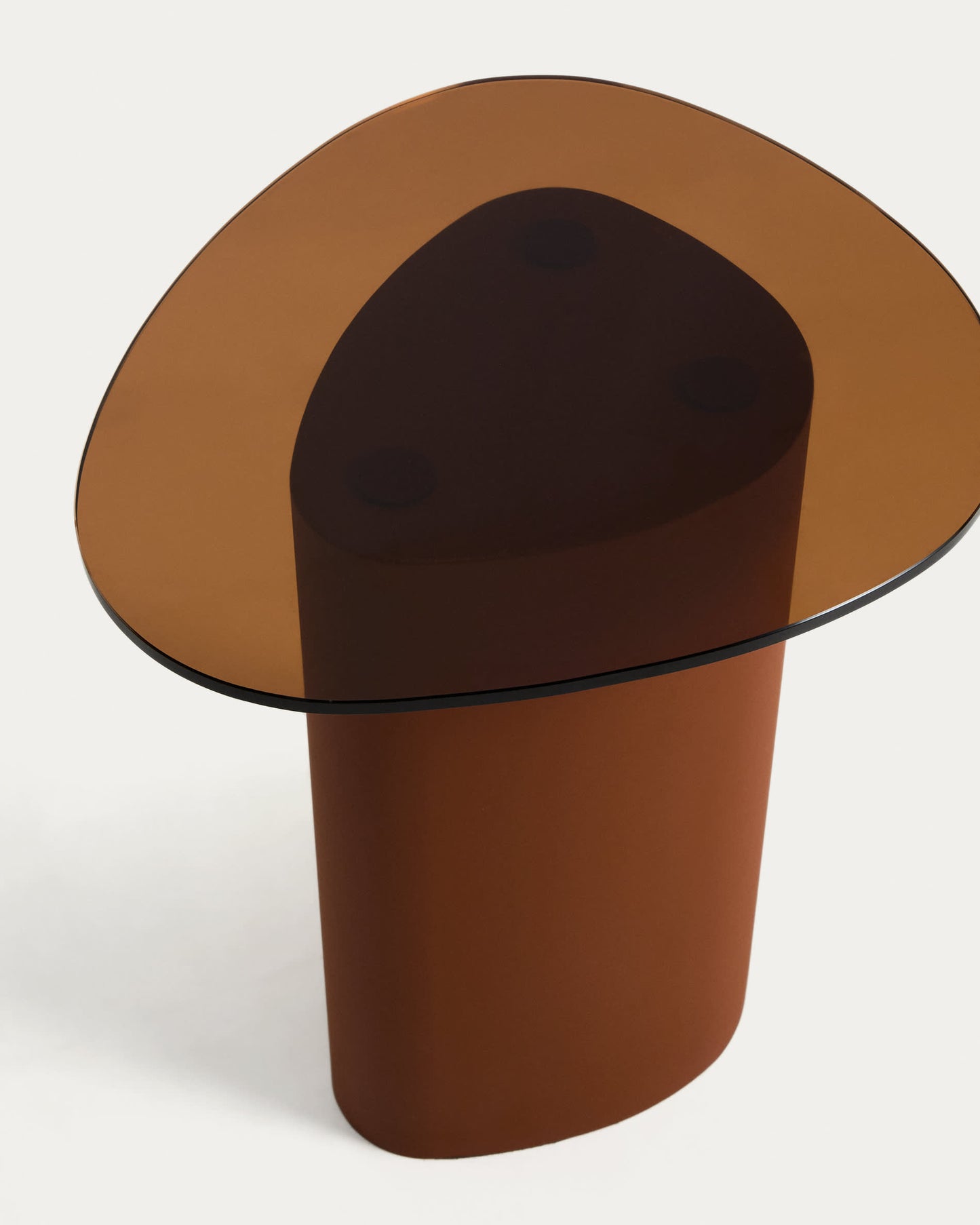 Tavolino Olir in vetro temperato e acciaio marrone 48 x 46,8 cm