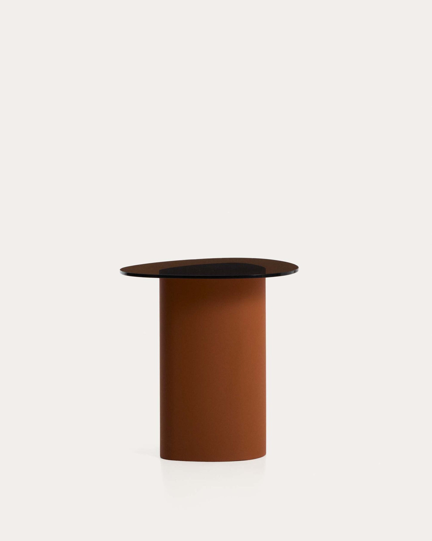 Tavolino Olir in vetro temperato e acciaio marrone 48 x 46,8 cm
