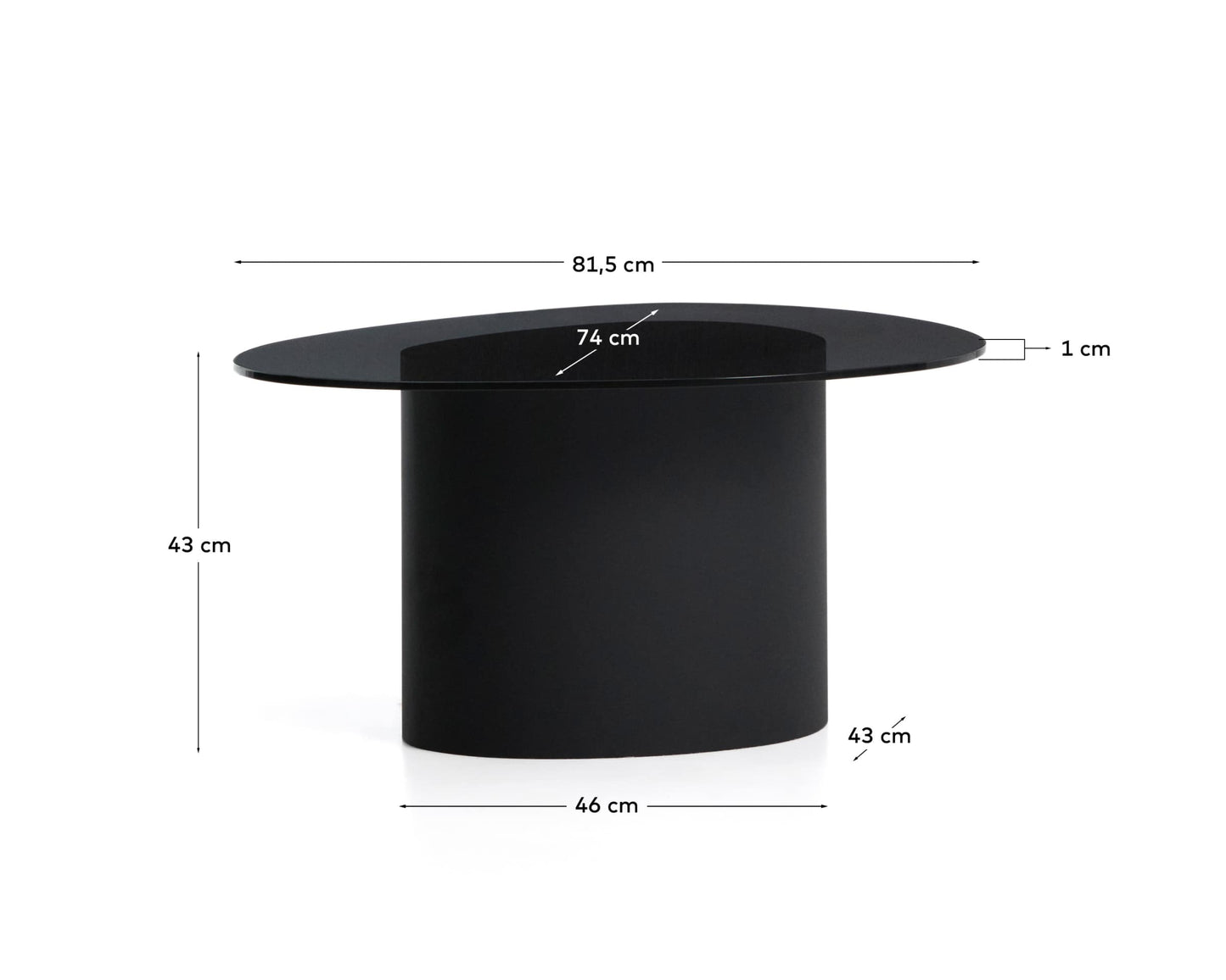 Tavolino da caffè Olir in vetro temperato e acciaio nero 82 x 74 cm