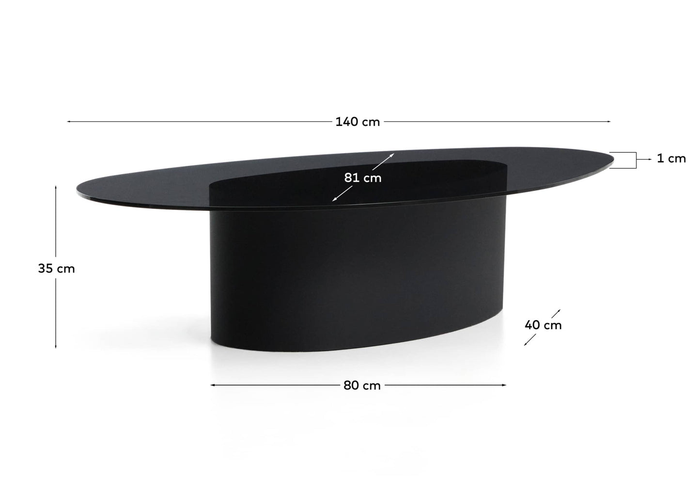 Tavolino da salotto Olir in vetro temperato e acciaio nero 140 x 80 cm
