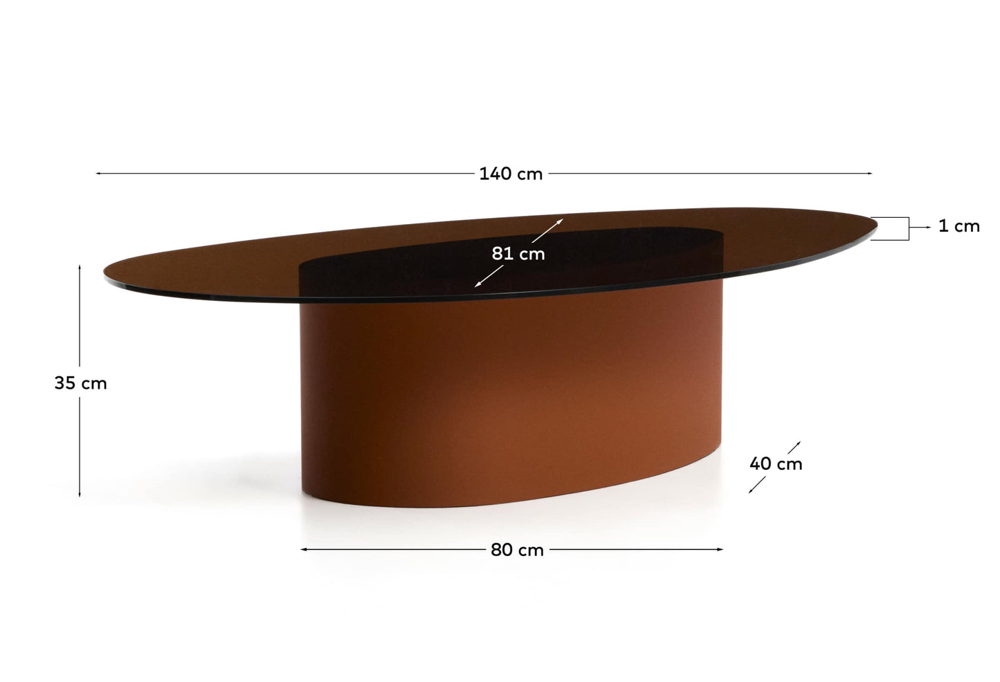 Tavolino da salotto Olir in vetro temperato e acciaio marrone 140 x 80 cm