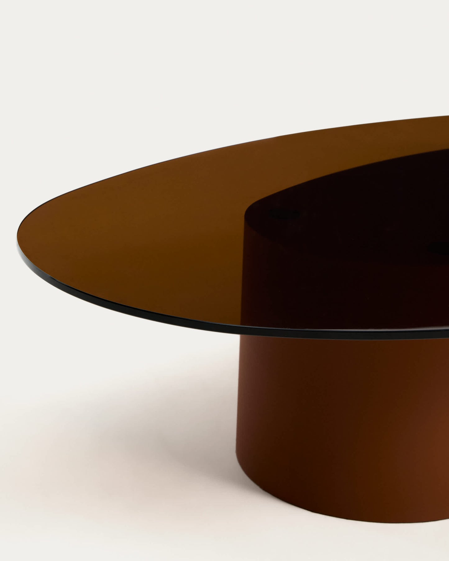Tavolino da salotto Olir in vetro temperato e acciaio marrone 140 x 80 cm