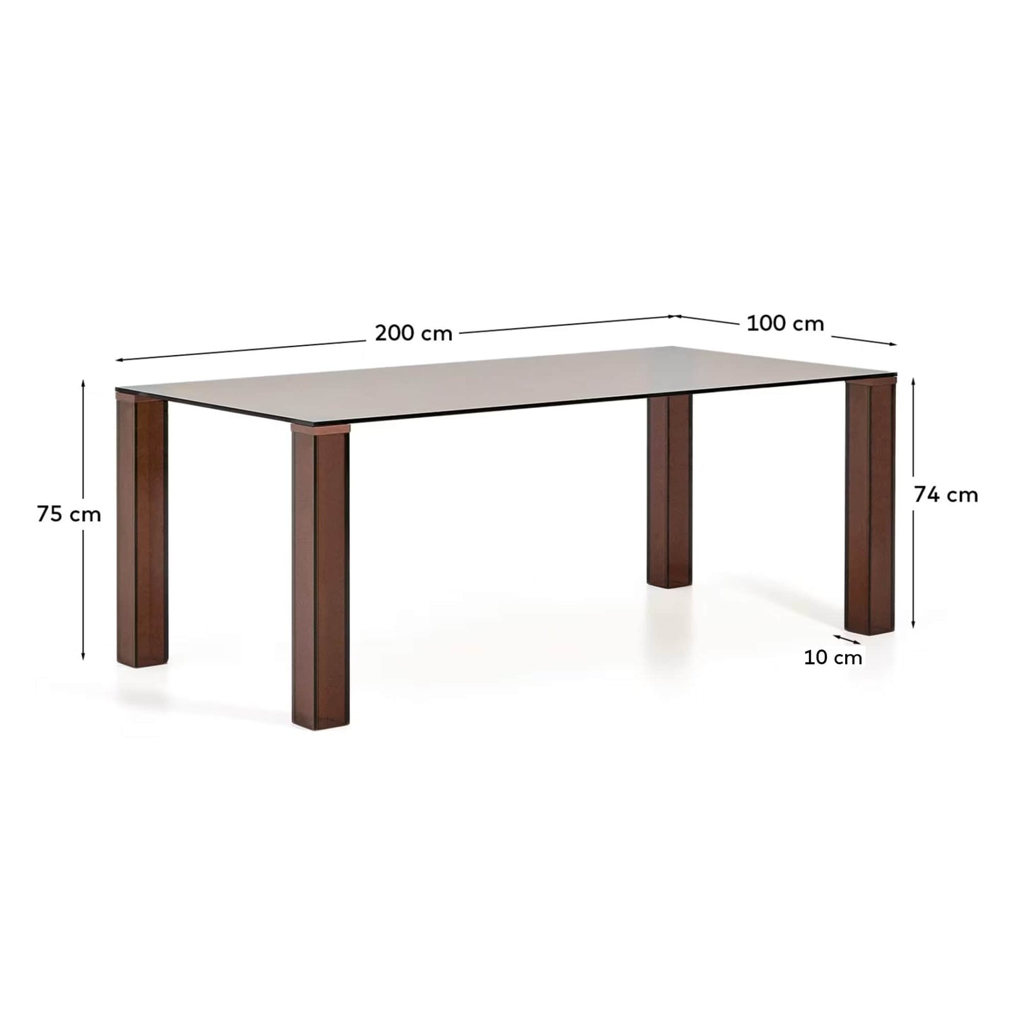 Tavolo Adularia in vetro temperato marrone 200 x 100 cm