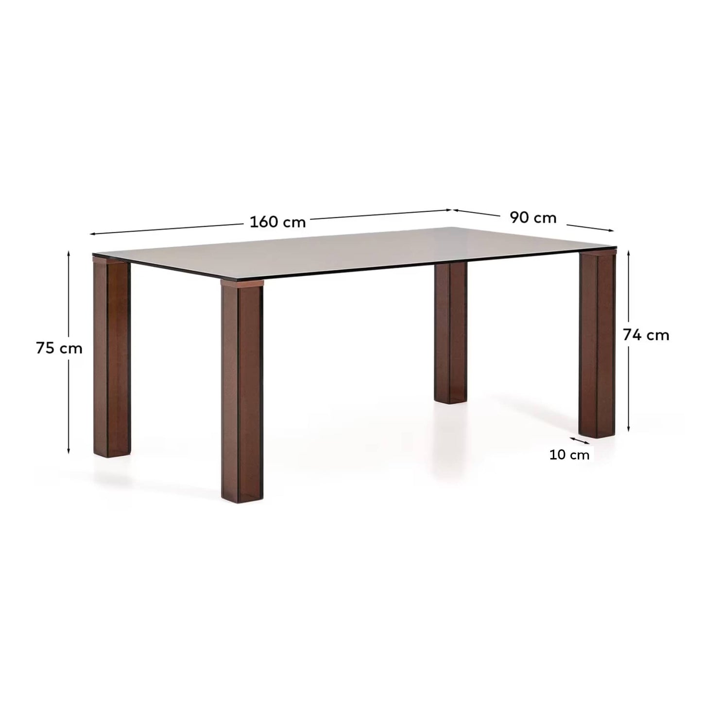 Tavolo Adularia in vetro temperato marrone 160 x 90 cm