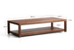 Tavolino da salotto Norani in legno massiccio e impiallacciatura di acacia 150 x 70 cm