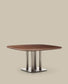 Tavolo Melvar in impiallacciato di noce e gambe con base in acciaio inox spazzolato 150 x 150 cm