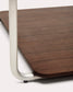 Tavolino Tarsel in vetro temperato e vassoio impiallacciato in noce con struttura in acciaio inox spazzolato 140 x 60 cm