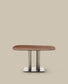 Tavolo Melvar in impiallacciato di noce e gambe con base in acciaio inox spazzolato 121 x 121 cm