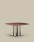 Tavolo Melvar in impiallacciato di noce e gambe con base in acciaio inox spazzolato 121 x 121 cm