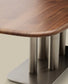 Tavolo Melvar in impiallacciato di noce e gambe con base in acciaio inox spazzolato 220 x 110 cm
