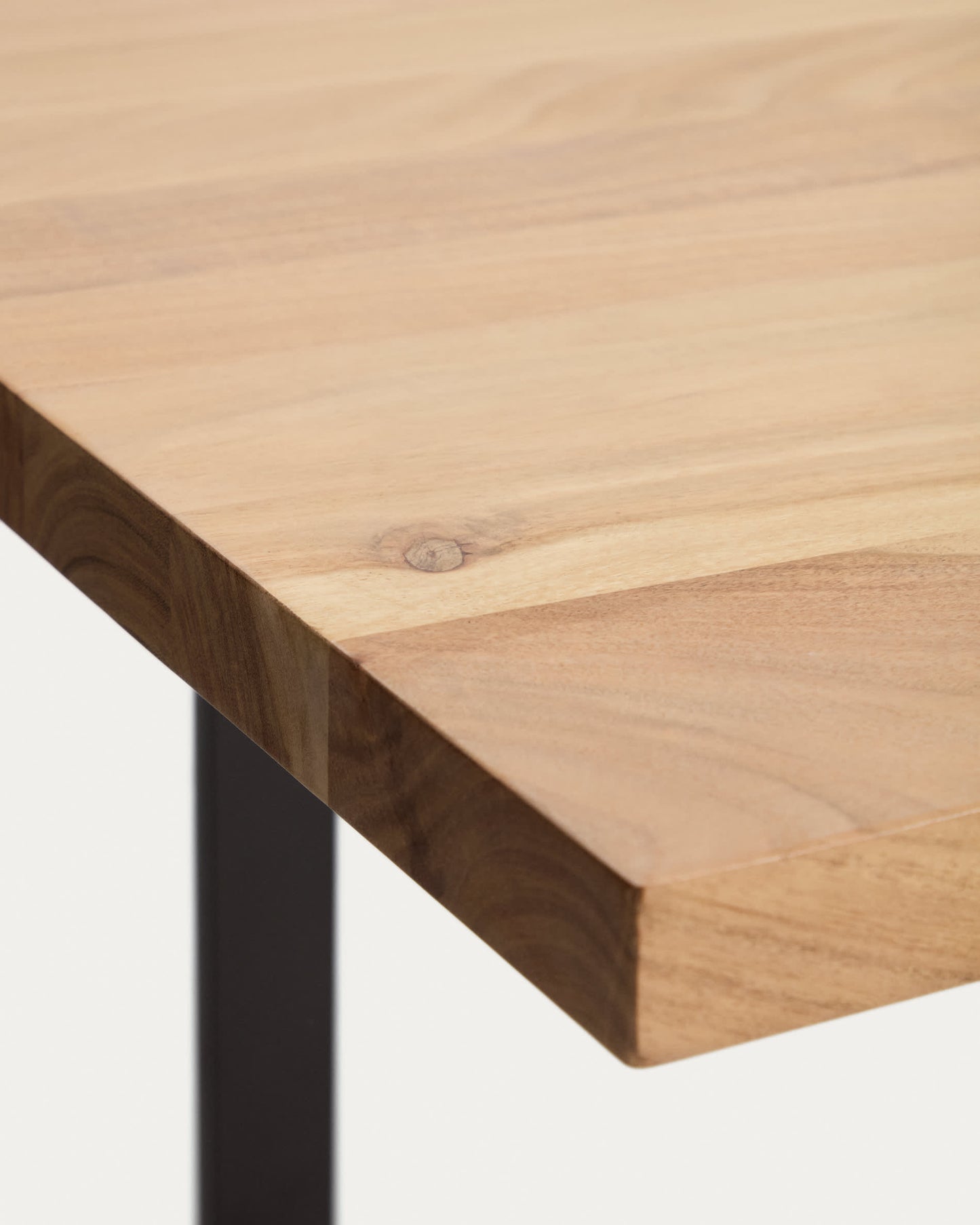 Tavolo Uxue in legno massiccio di acacia e gambe in acciaio nero 200 x 90 cm