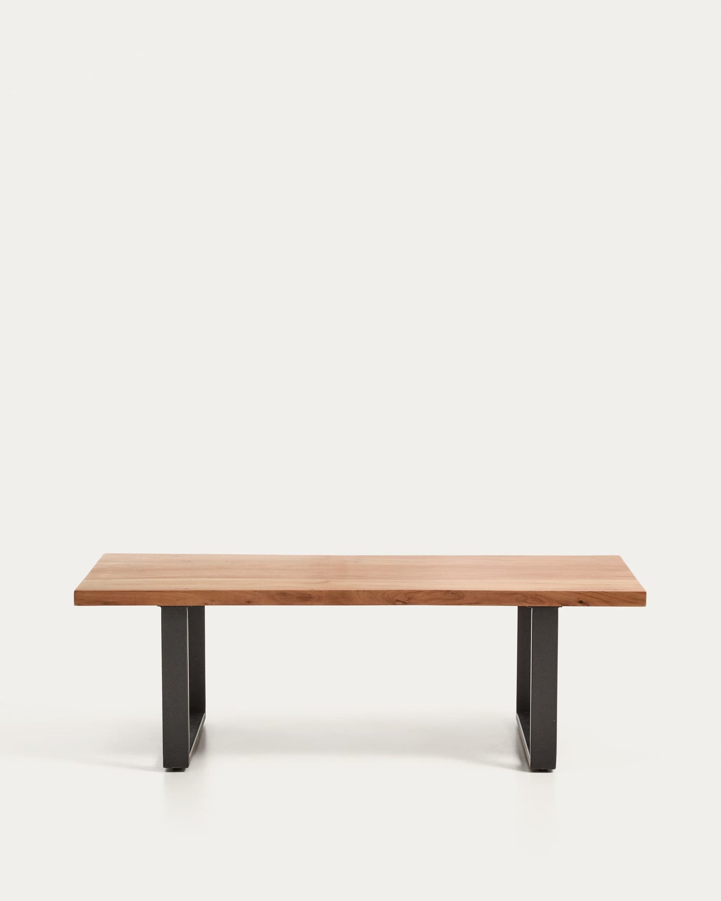 Tavolino Uxue in legno massiccio di acacia e gambe in acciaio nero 130 x 64 cm