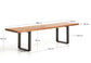 Panca Uxue in legno massiccio di acacia e gambe in acciaio nero 180 x 45 cm