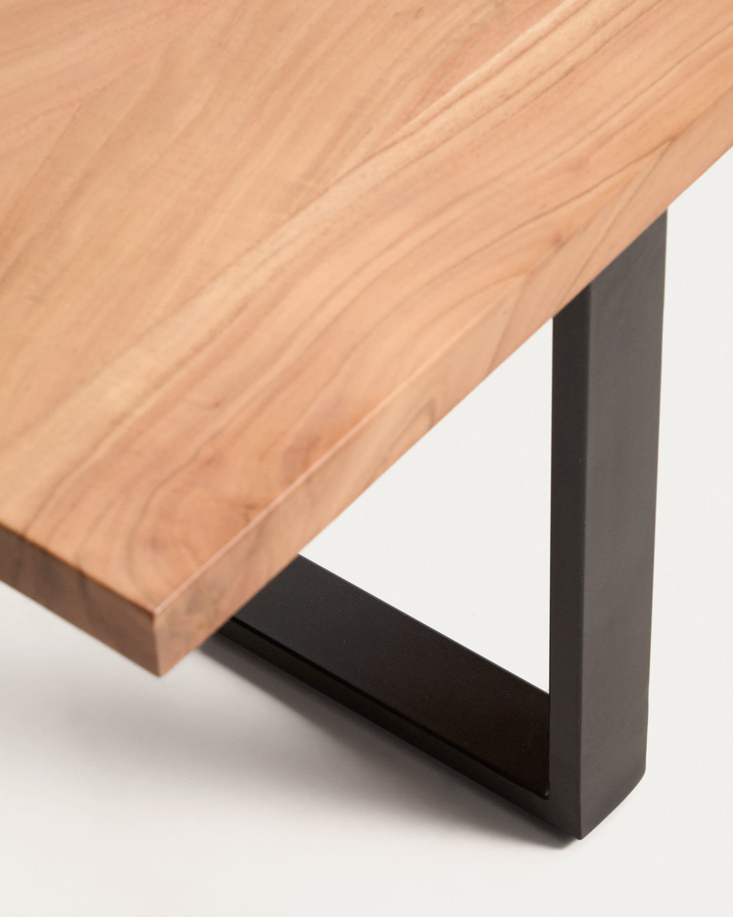 Panca Uxue in legno massiccio di acacia e gambe in acciaio nero 180 x 45 cm