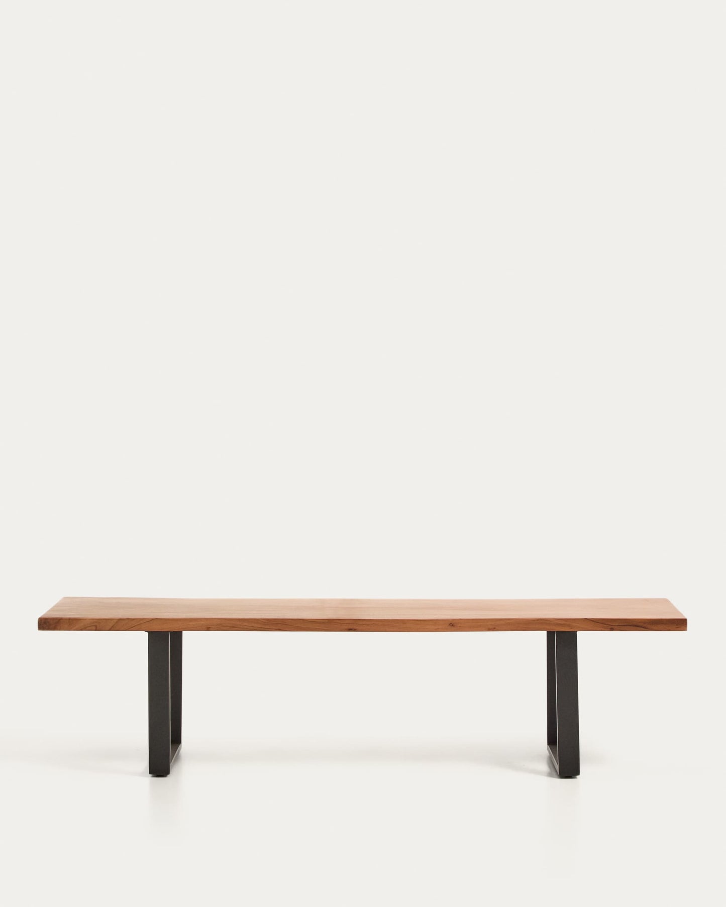 Panca Uxue in legno massiccio di acacia e gambe in acciaio nero 180 x 45 cm