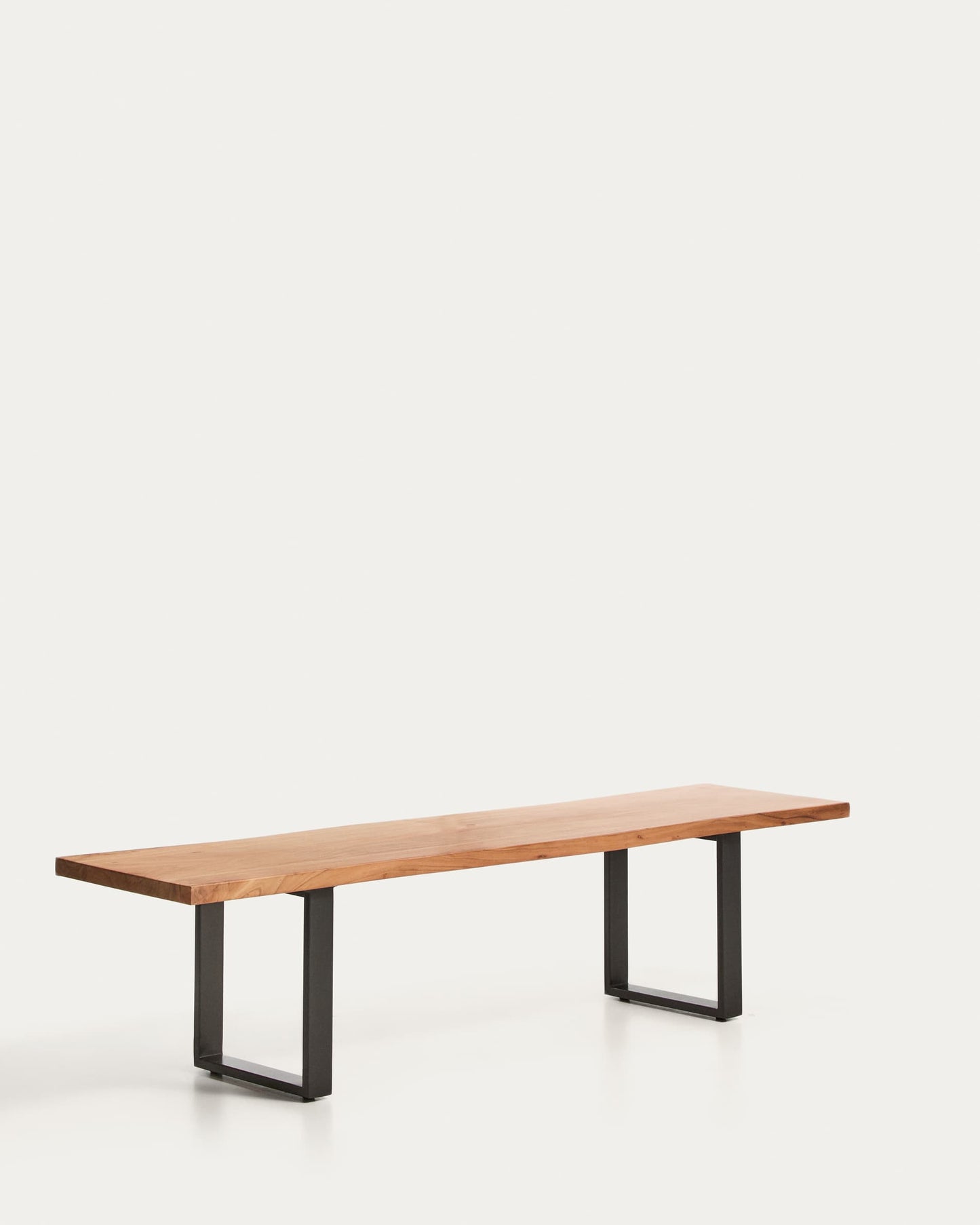 Panca Uxue in legno massiccio di acacia e gambe in acciaio nero 180 x 45 cm