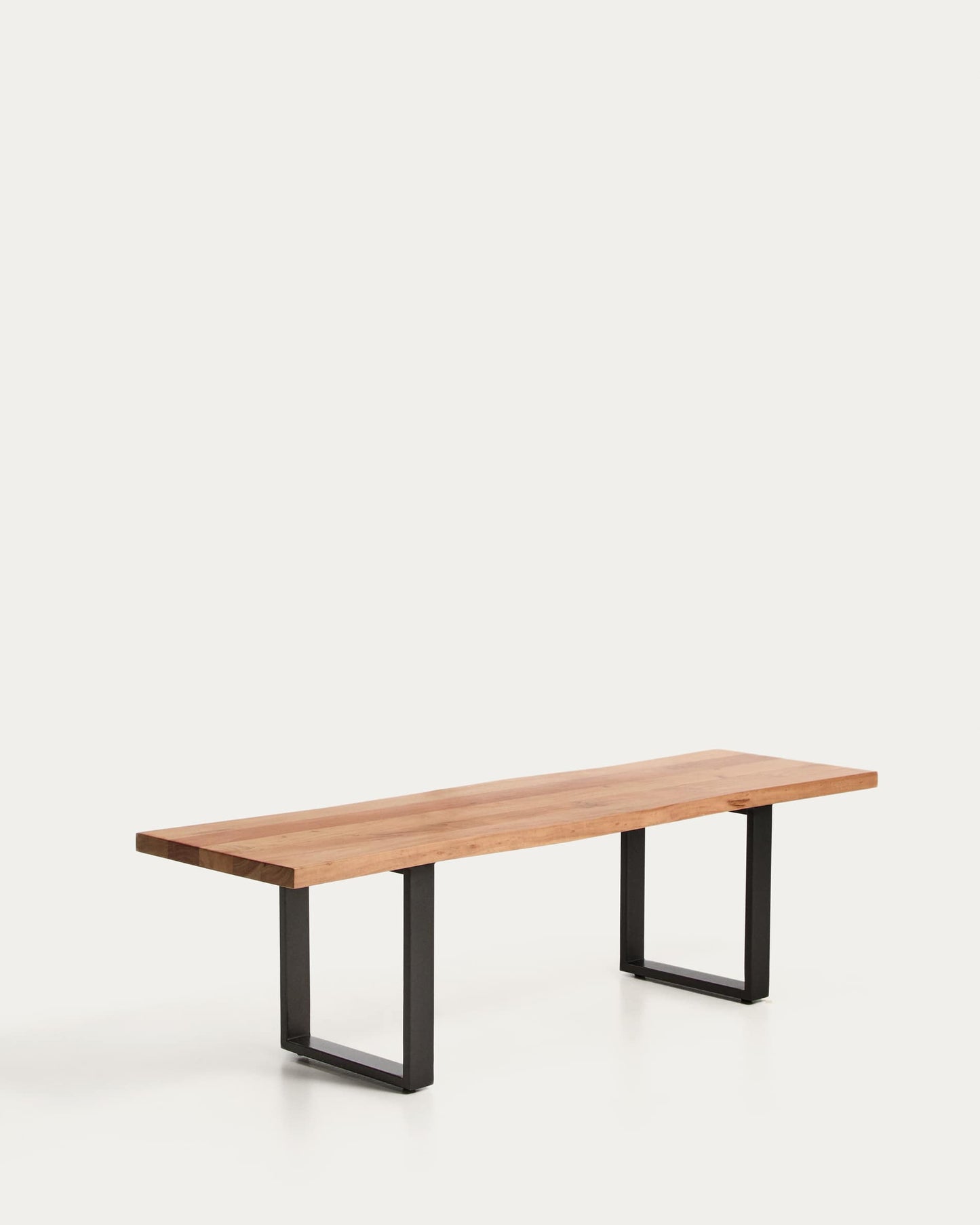 Panca Uxue in legno massiccio di acacia e gambe in acciaio nero 160 x 45 cm