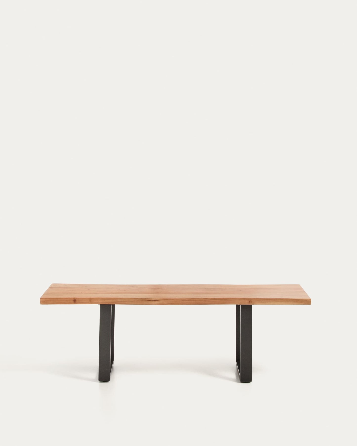 Panca Uxue in legno massiccio di acacia e gambe in acciaio nero 140 x 45 cm
