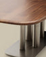 Tavolo Melvar in impiallacciato di noce e gambe con base in acciaio inox spazzolato 180 x 100 cm