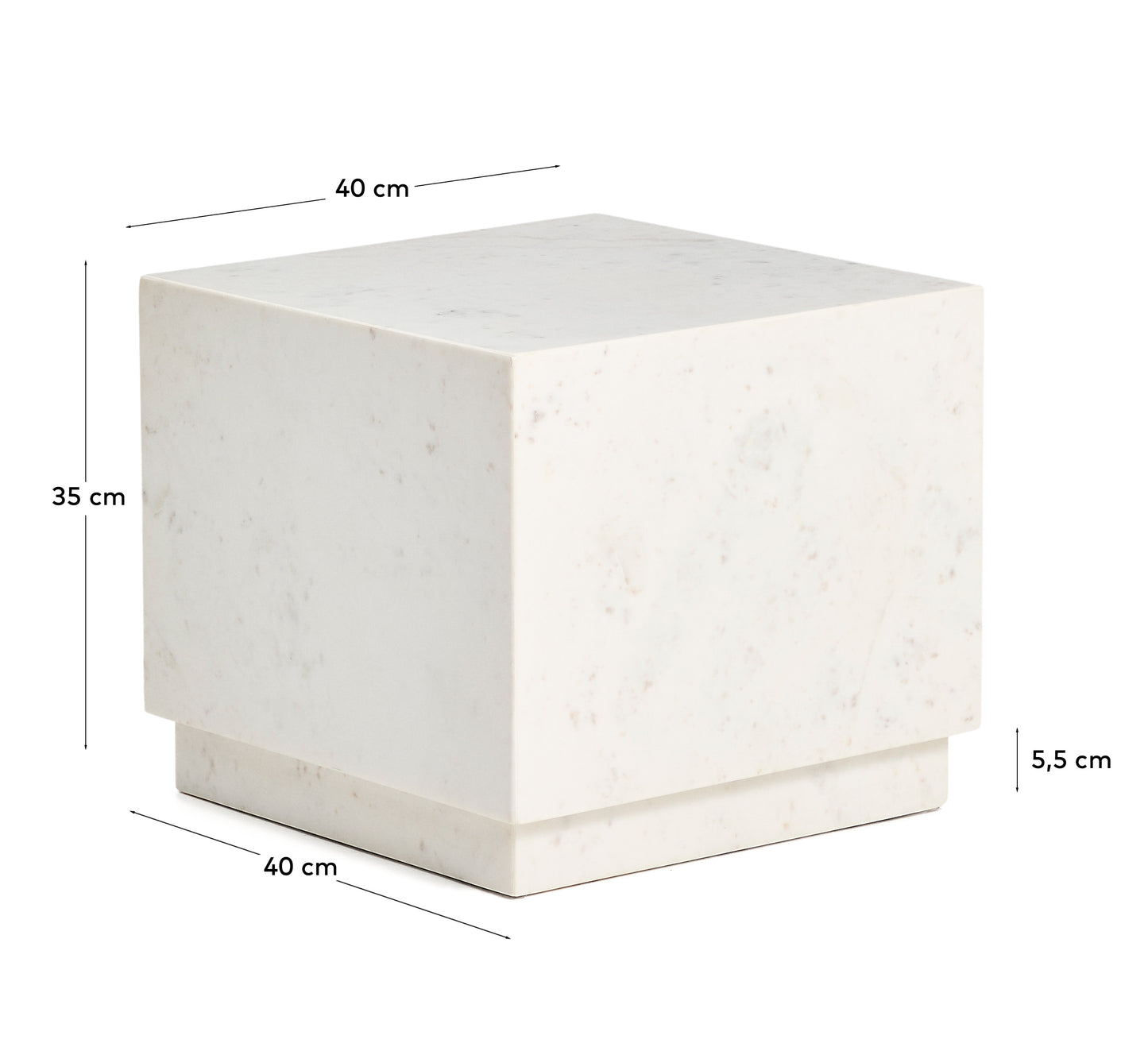 Tavolino da appoggio Sorein in marmo bianco 40 x 40 cm