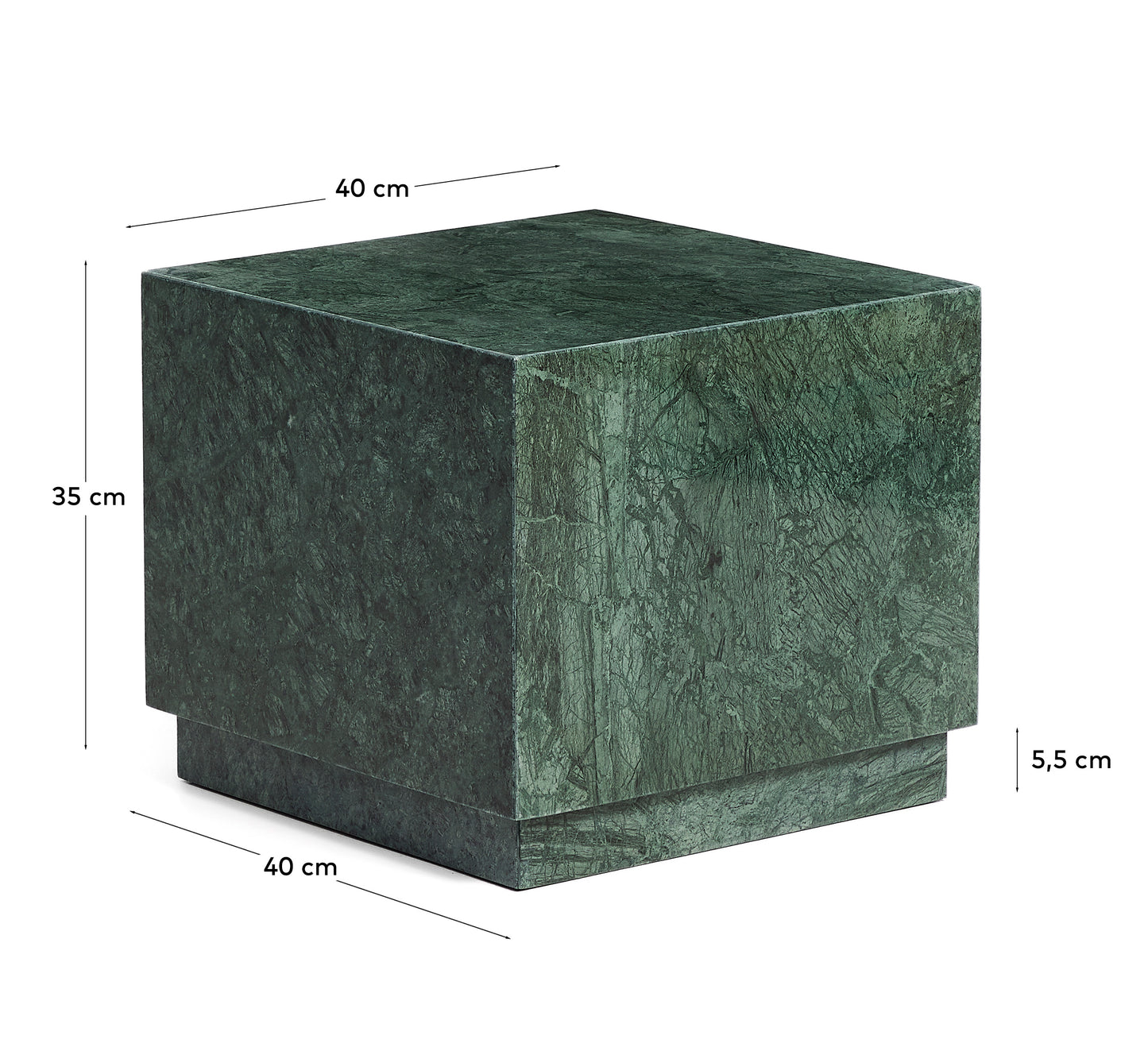 Tavolino da appoggio Sorein in marmo verde 40 x 40 cm