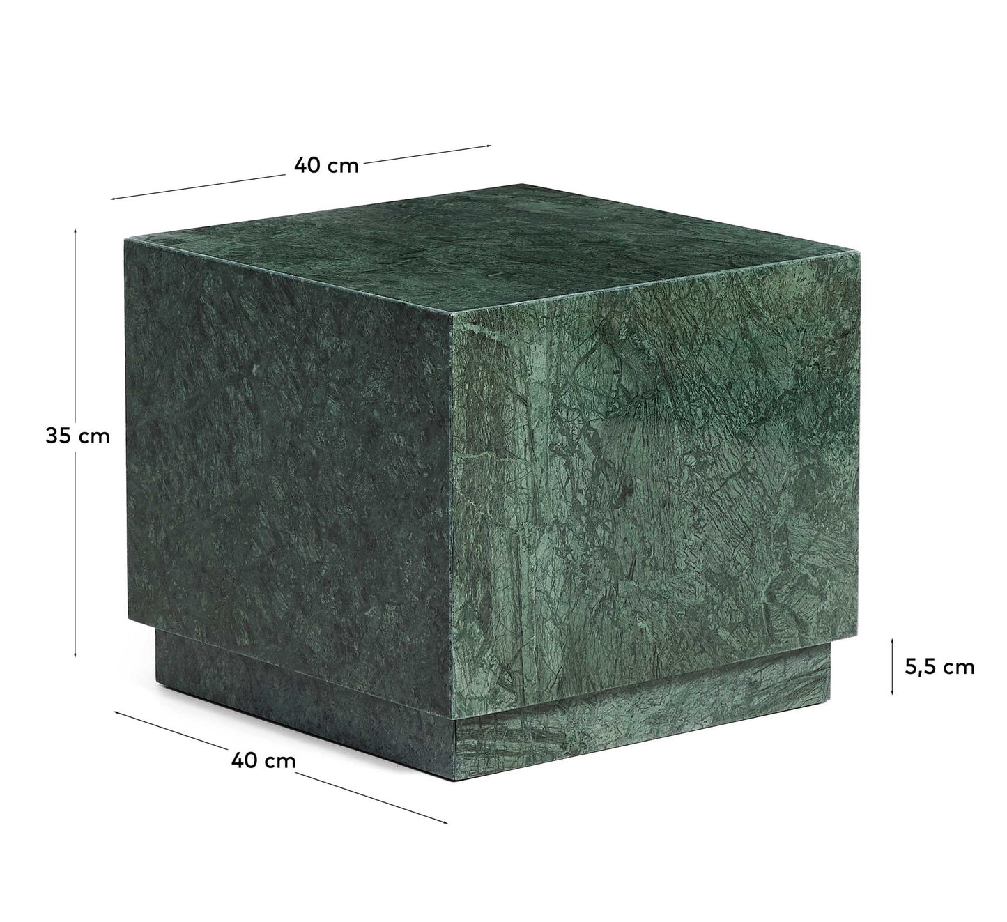 Tavolino da appoggio Sorein in marmo verde 40 x 40 cm
