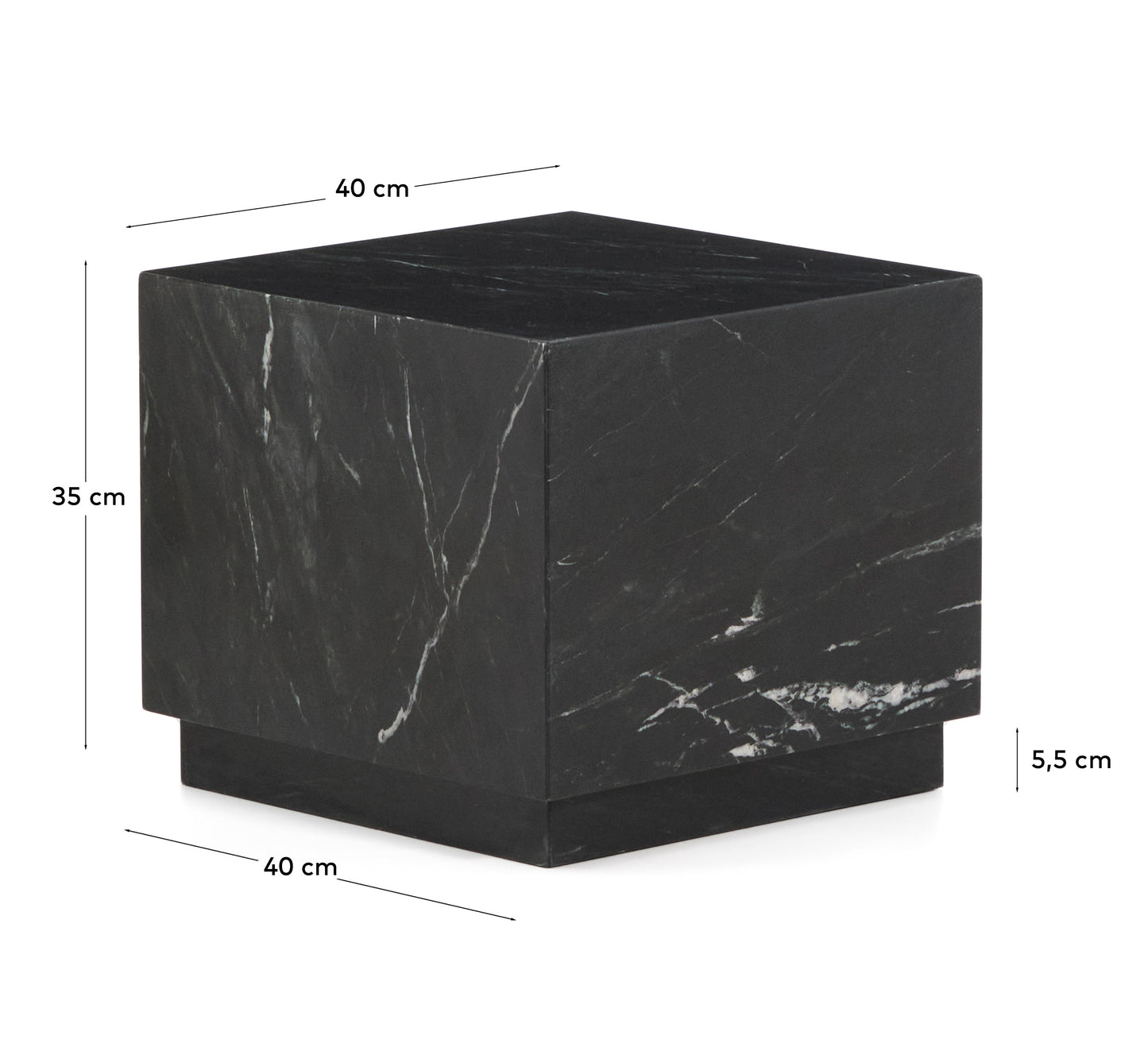 Tavolino da appoggio Sorein in marmo nero 40 x 40 cm