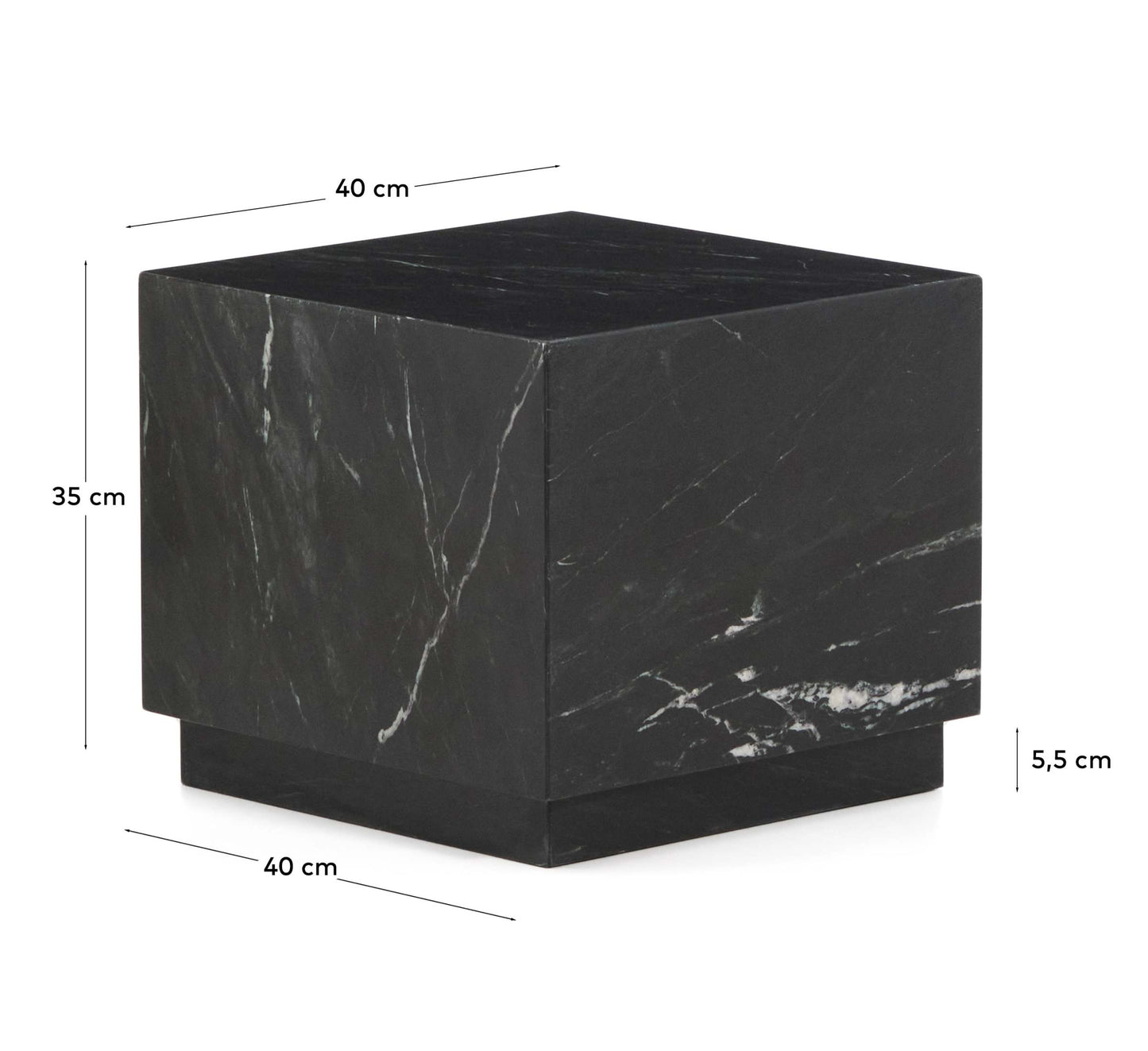 Tavolino da appoggio Sorein in marmo nero 40 x 40 cm