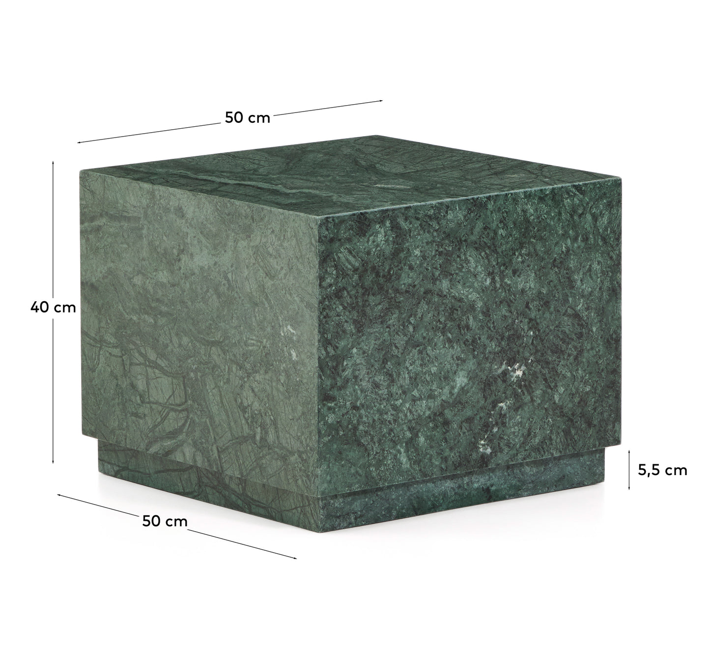 Tavolino da appoggio Sorein in marmo verde 50 x 50 cm