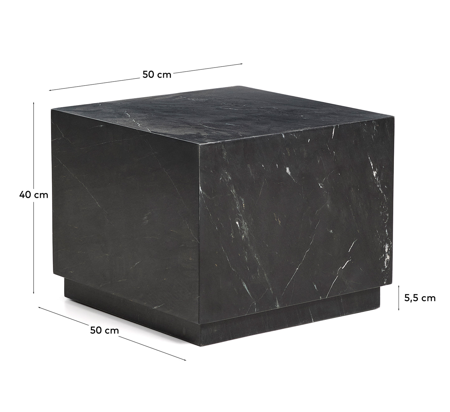 Tavolino da appoggio Sorein in marmo nero 50 x 50 cm