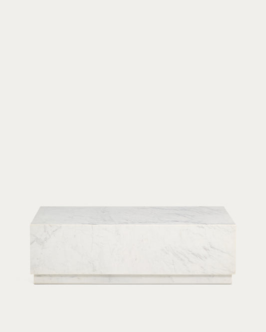 Tavolino da salotto Sorein in marmo bianco 100 x 50 cm