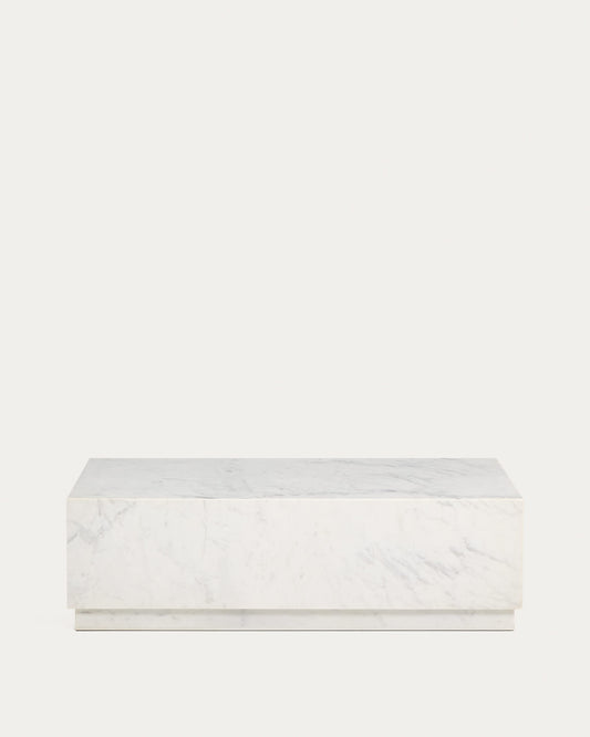 Tavolino da salotto Sorein in marmo bianco 100 x 50 cm