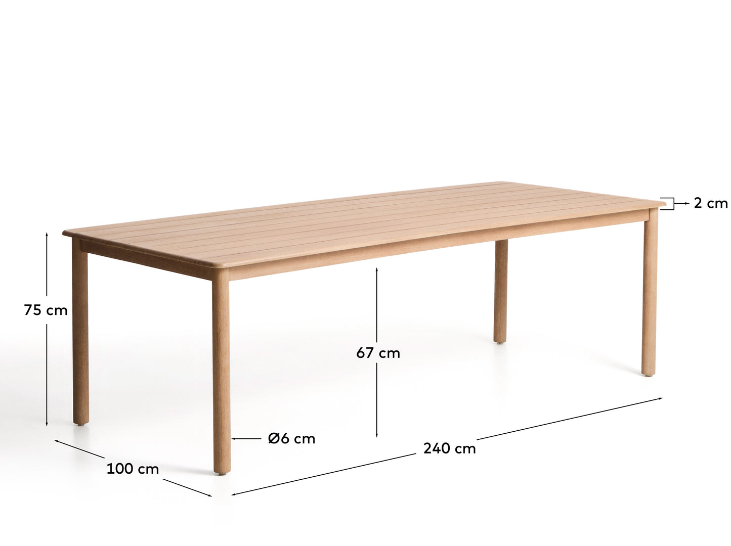 Tavolo Sori in legno massiccio di acacia FSC 100% 240 x 100 cm