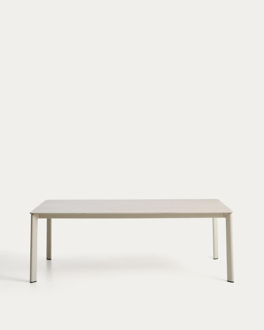 Tavolo Anafi in pietra sinterizzata e alluminio beige 220 x 100 cm