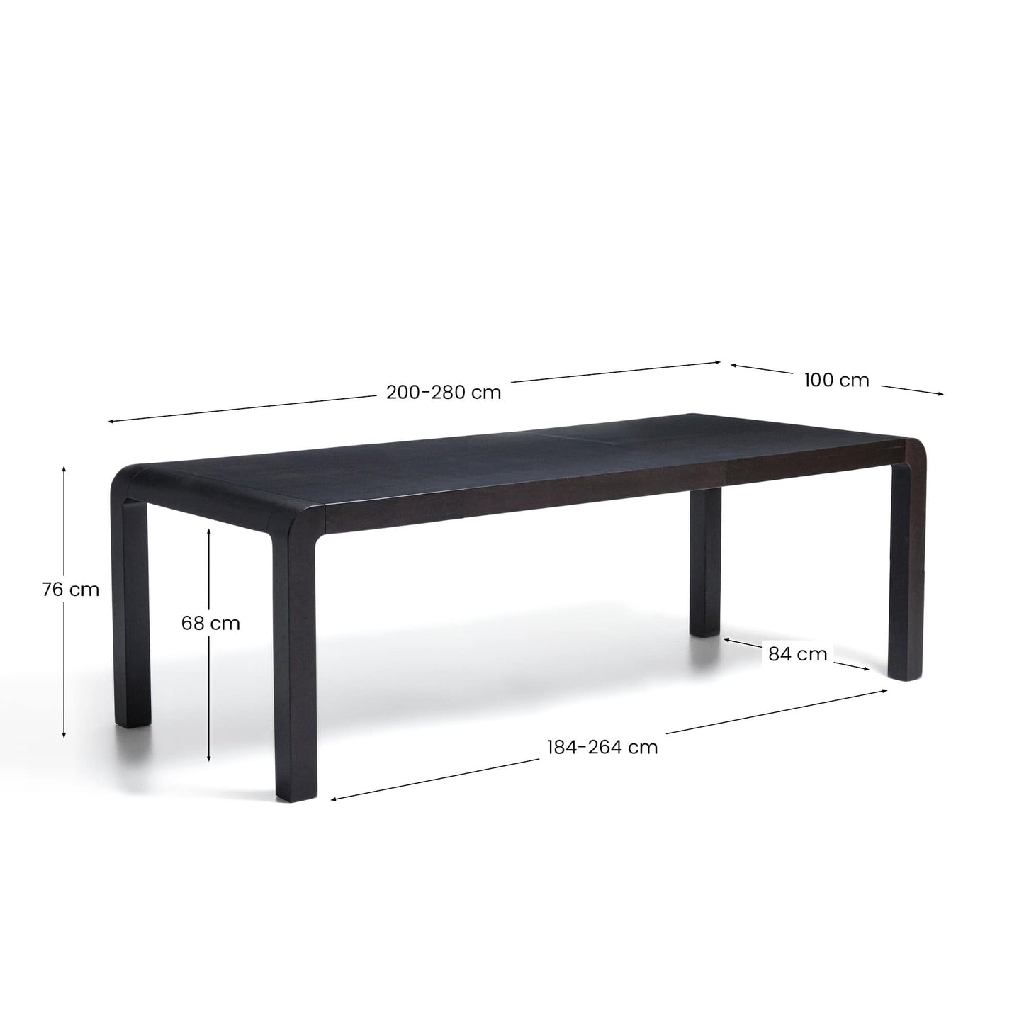 Tavolo allungabile Erisia in legno massello di rovere finitura ebanizzata 200 (280) x 100 cm FSC 100%