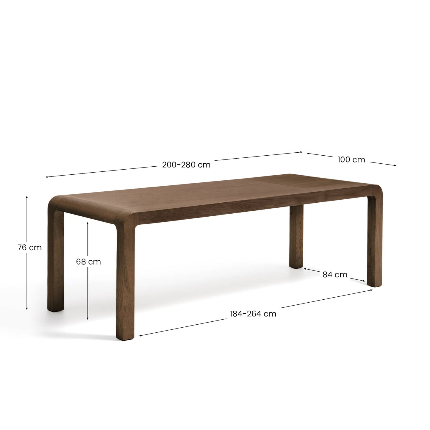 Tavolo allungabile Erisia in legno massello di rovere finitura tonalità noce scuro 200 (280) x 100 cm FSC 100%