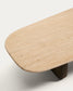Tavolino da salotto Pirita in travertino beige e gambe in rovere massiccio con finitura scura 147 x 65 cm FSC 100%