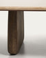 Tavolino da salotto Pirita in travertino beige e gambe in rovere massiccio con finitura scura 147 x 65 cm FSC 100%