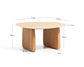 Tavolino da appoggio Pirita in travertino beige e gambe in rovere massiccio con finitura naturale 71 x 70 cm FSC 100%