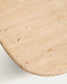 Tavolino da salotto Pirita in travertino beige e gambe in rovere massiccio con finitura naturale 147 x 65 cm FSC 100%