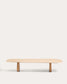 Tavolino da salotto Pirita in travertino beige e gambe in rovere massiccio con finitura naturale 147 x 65 cm FSC 100%