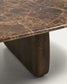 Tavolino da salotto Pirita in marmo marrone e gambe in rovere massiccio con finitura scura 147 x 65 cm FSC 100%