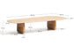 Tavolino da salotto Pirita in travertino beige e gambe in rovere massiccio con finitura naturale 147 x 65 cm FSC 100%