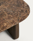 Tavolino da appoggio Pirita in marmo marrone e gambe in rovere massiccio con finitura scura 71 x 70 cm FSC 100%