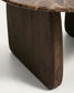 Tavolino da appoggio Pirita in marmo marrone e gambe in rovere massiccio con finitura scura 71 x 70 cm FSC 100%