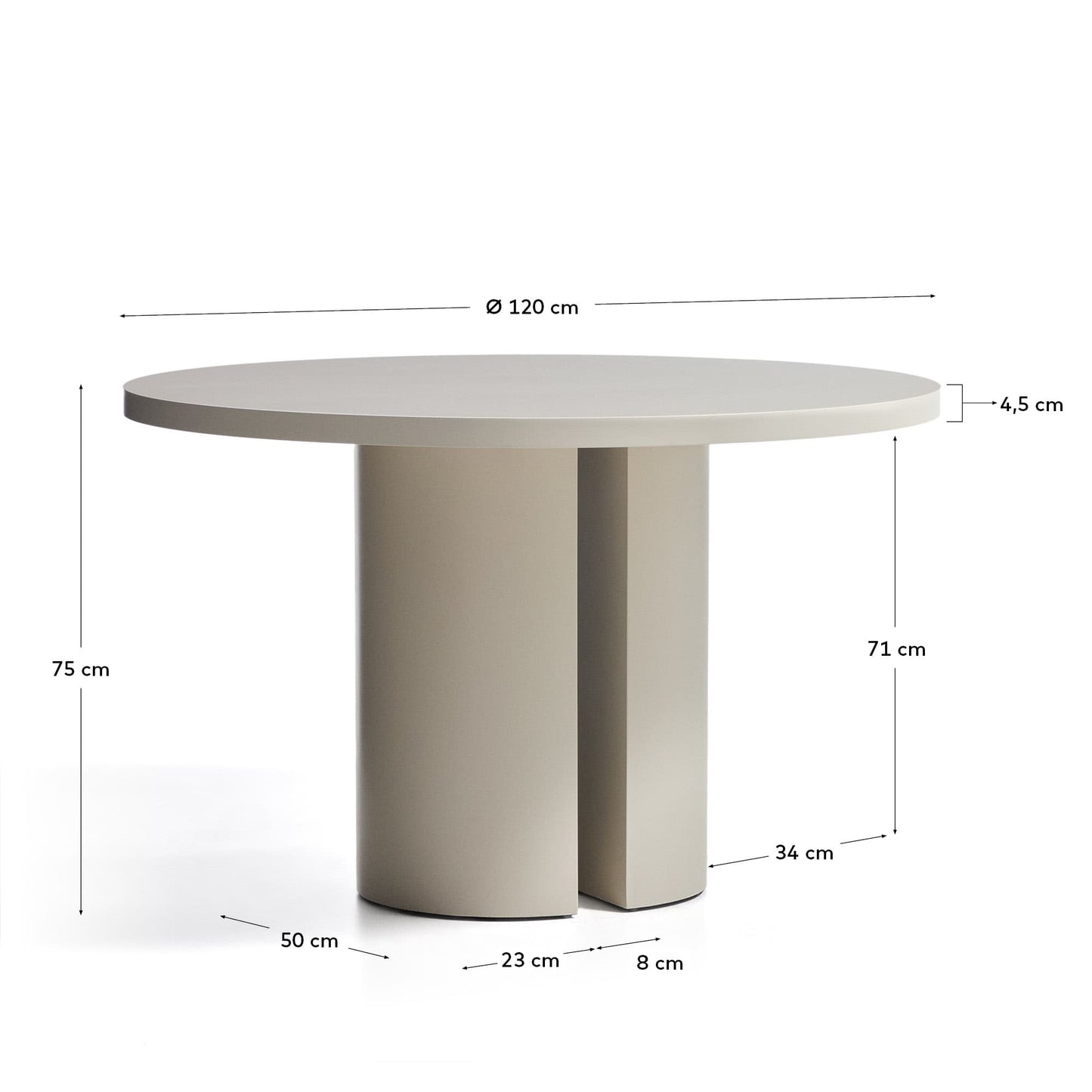 Tavolo rotondo Nealy DM laccato con finitura écru Ø 120 cm