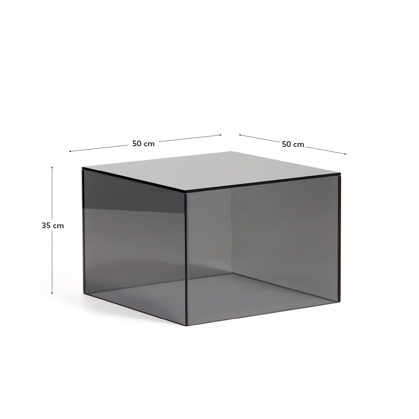 Tavolino da appoggio Orlia in vetro temperato grigio scuro 50 x 50 cm