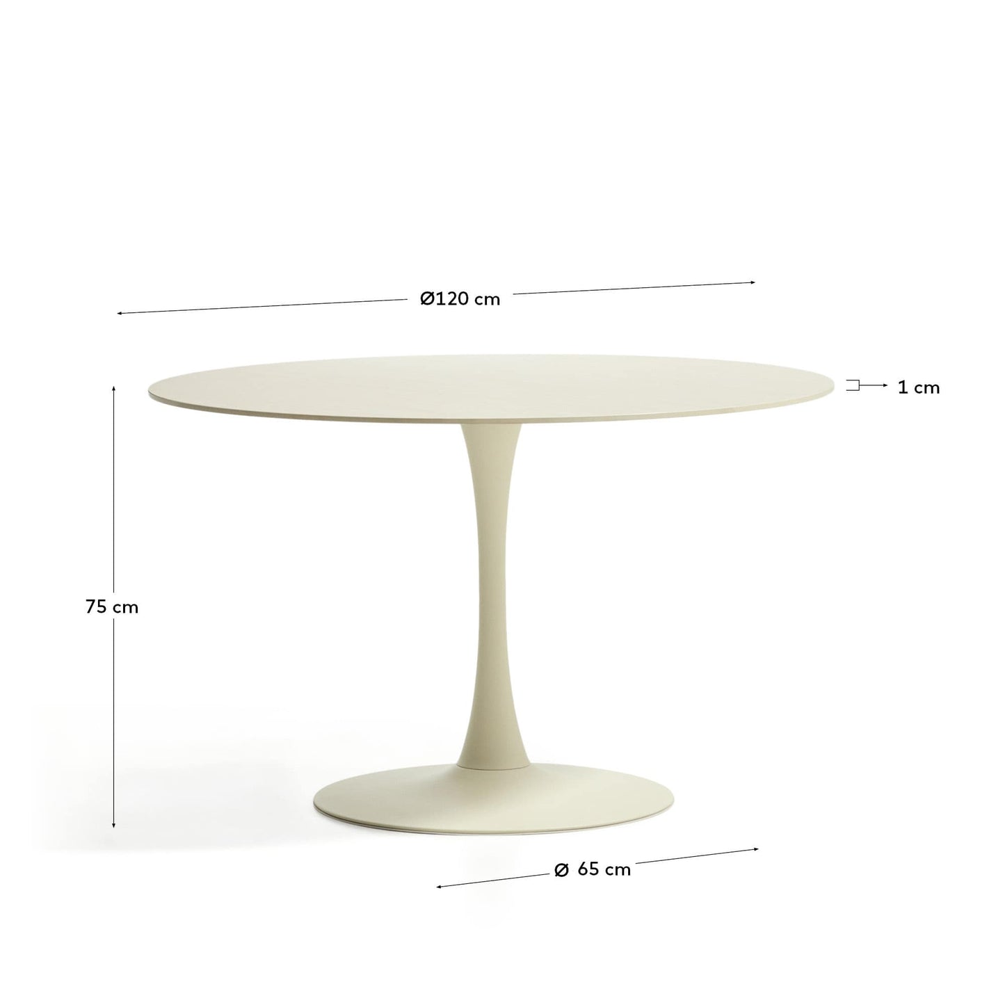Tavolo rotondo Vedira in ceramica écru e acciaio beige Ø 120 cm